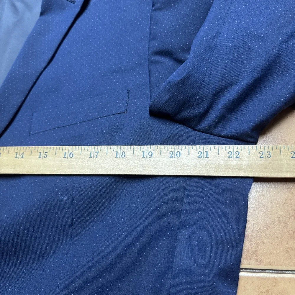 Savile Row Tip Off‎ Blazer Sport Coat Suit Jacket Size 42R Navy Blue Polka Dots